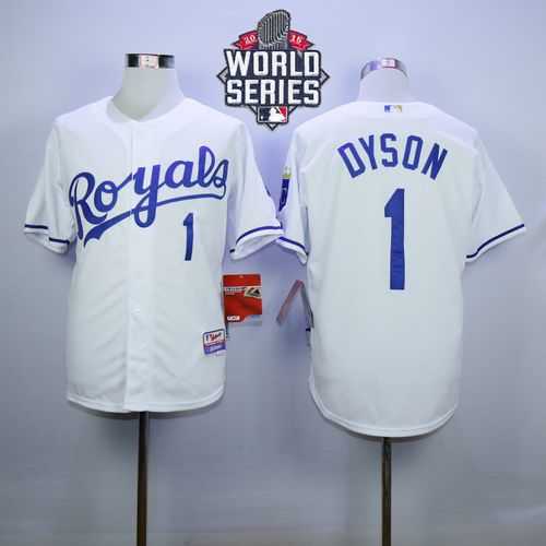 Kansas City Royals #1 Jarrod Dyson White Cool Base 2015 World Series Patch Stitched MLB Jersey,We sell and wholesale Kansas City Royals #1 Jarrod Dyson White Cool Base 2015 World Series Patch Stitched MLB Jersey on line form chian!